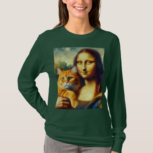 Mona Lisa schilderij La Gioconda met Cat T-shirt (Voorkant)