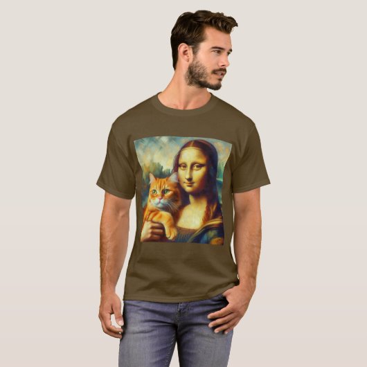 Mona Lisa schilderij La Gioconda met Cat T-shirt (Voorkant volledig)