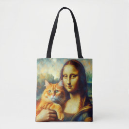 Mona Lisa schilderij La Gioconda met Cat Tote Bag