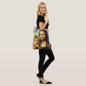 Mona Lisa schilderij La Gioconda met Cat Tote Bag (Op model)