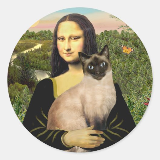 Mona Lisa - Seal Point Siamese kat Ronde Sticker (Voorkant)