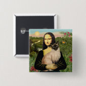 Mona Lisa - Seal Point Siamese kat Vierkante Button 5,1 Cm (Voorkant /achterkant)