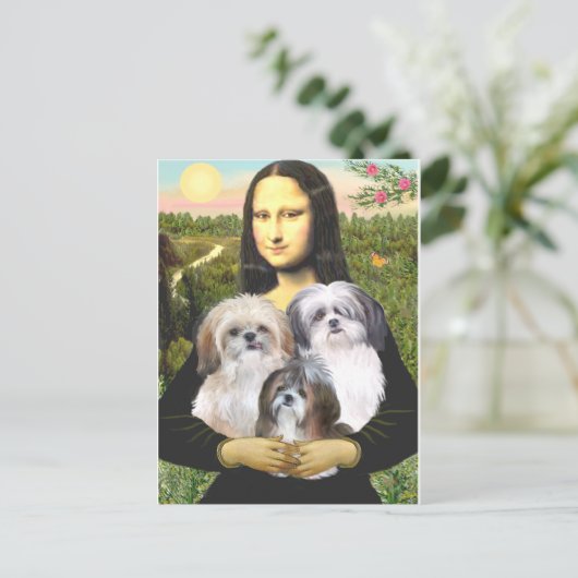 Mona Lisa - Shih Tzus (drie) Briefkaart (Staand voorkant)