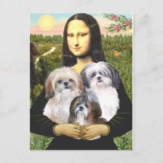 Mona Lisa - Shih Tzus (drie) Briefkaart (Voorkant)
