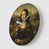 Mona Lisa Singer Funny Vintage Microphone Grote Klok (Hoek)
