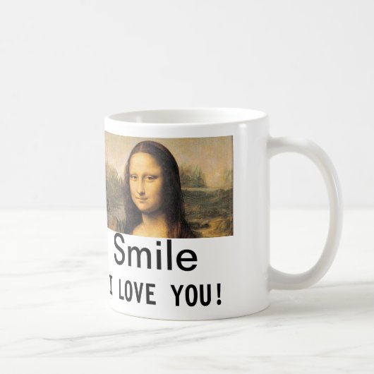 Mona Lisa, Smile, ik hou van je! Klassieke witte m Koffiemok (Rechts)