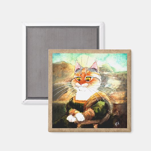 Mona Lisa spoof kattenmagneet Magneet (Voorkant / Achterkant)