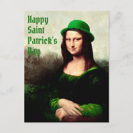 Mona Lisa St. Patrick's Day Clover Briefkaart (Voorkant)