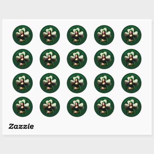 Mona Lisa St. Patrick's Day Clover Ronde Sticker (Vel)