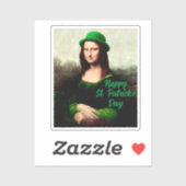 Mona Lisa St. Patrick's Day Clover Sticker (Vel)