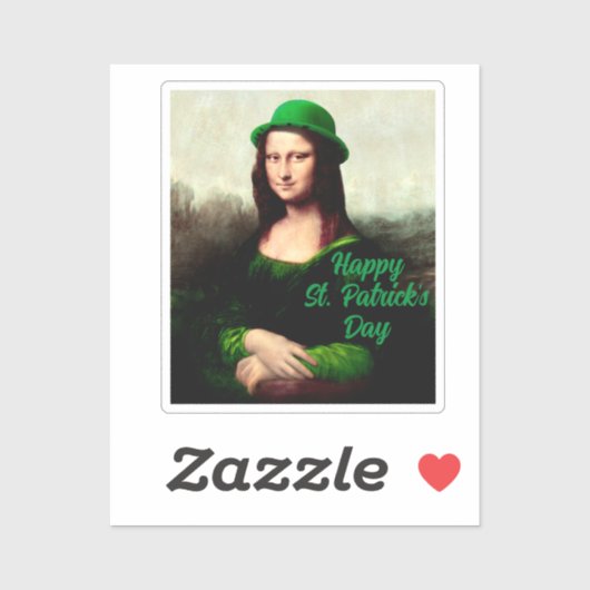 Mona Lisa St. Patrick's Day Clover Sticker (Vel)