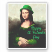 Mona Lisa St. Patrick's Day Clover Sticker (Voorkant)