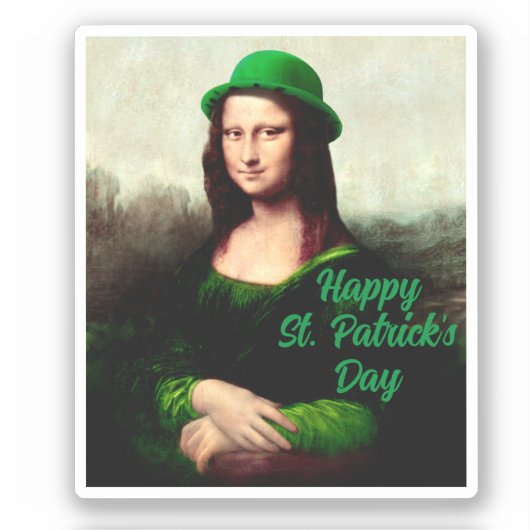 Mona Lisa St. Patrick's Day Clover Sticker (Voorkant)
