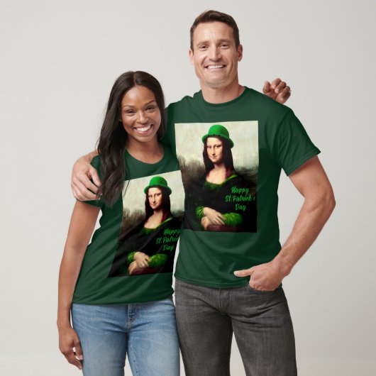 Mona Lisa St. Patrick's Day Clover T-shirt (Unisex)