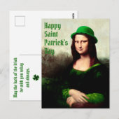Mona Lisa St. Patrick's Day Klaver Briefkaart (Voorkant / Achterkant)