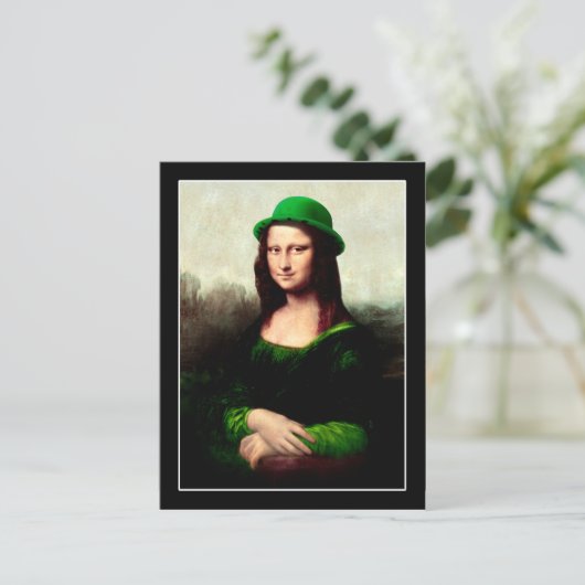 Mona Lisa St. Patrick's Day Klaver Briefkaart (Staand voorkant)