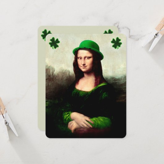 Mona Lisa St. Patrick's Day Klaver Kaart (Voorkant / Achterkant in situ)