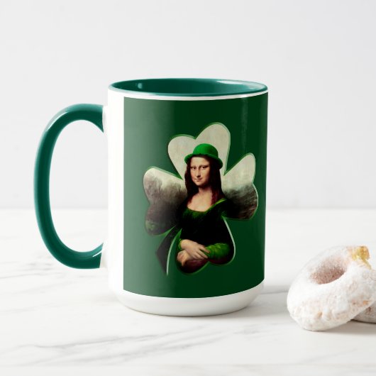 Mona Lisa St. Patrick's Day Klaver Mok (Met donut)