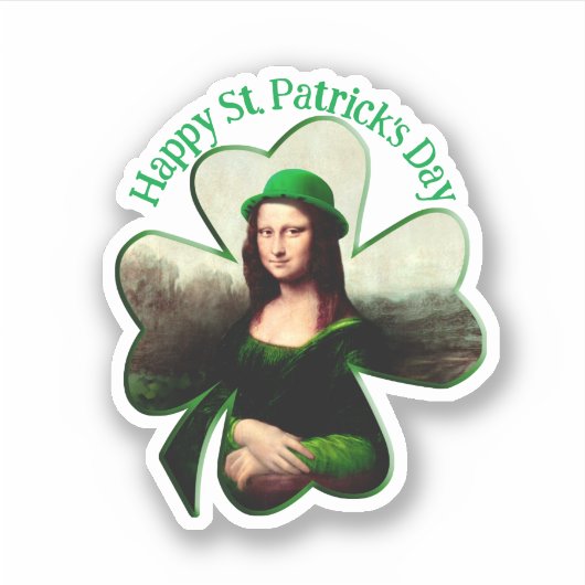 Mona Lisa St. Patrick's Day Klaver Sticker (Voorkant)