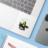 Mona Lisa St. Patrick's Day Klaver Sticker (Laptop met iPhone)