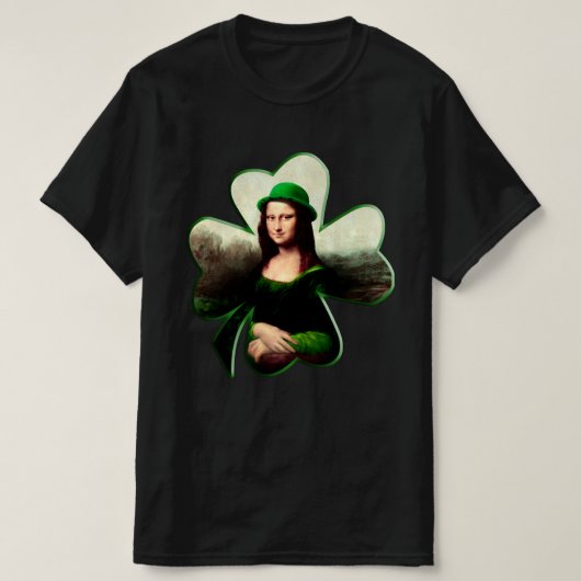 Mona Lisa St. Patrick's Day Klaver T-shirt (Design voorkant)