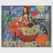 Mona Lisa Starry Night Collage: Whimsical Surreal Cadeaupapier (Vlak)