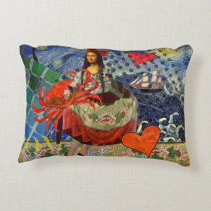 Mona Lisa Starry Night Collage: Whimsiek Surrealis Decoratief Kussen