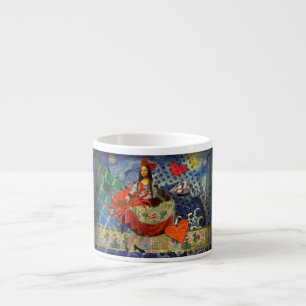 Mona Lisa Starry Night Collage: Whimsiek Surrealis Espresso Kop