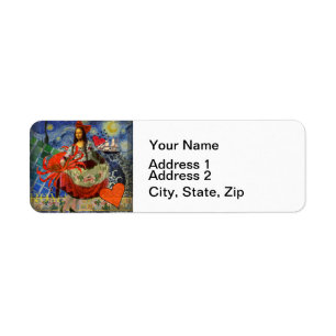 Mona Lisa Starry Night Collage: Whimsiek Surrealis Etiket