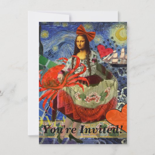 Mona Lisa Starry Night Collage: Whimsiek Surrealis Kaart (Voorkant)