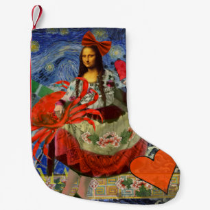 Mona Lisa Starry Night Collage: Whimsiek Surrealis Kleine Kerstsok