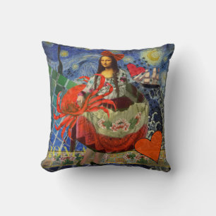 Mona Lisa Starry Night Collage: Whimsiek Surrealis Kussen