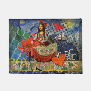 Mona Lisa Sterrennacht Collage: Whimsiek Surrealis Deurmat