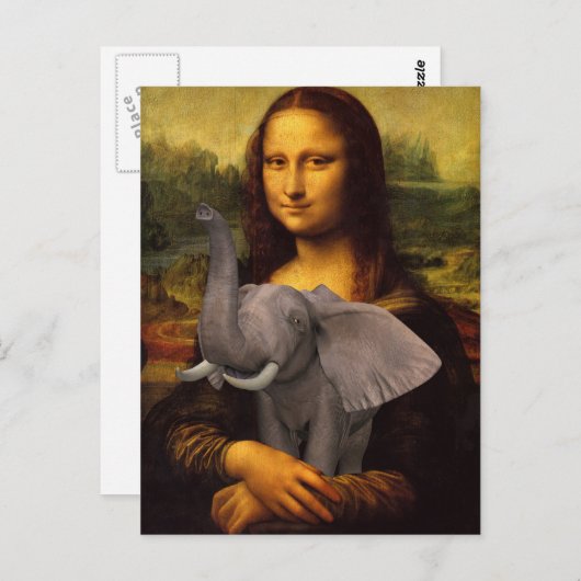 Mona Lisa steunt het Elephant Bewustheid Briefkaart (Voorkant / Achterkant)
