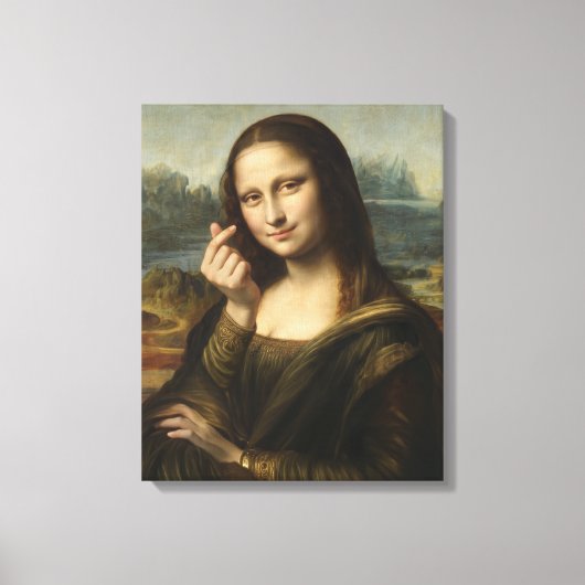 Mona Lisa striking a "Kyun Pose" Canvas Afdruk (Voorkant)