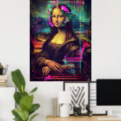 Mona Lisa Synthwave Cyberpunk Kunst Poster (Thuiskantoor)