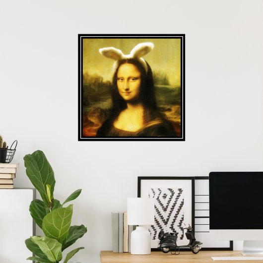 Mona Lisa The Easter Bunny Poster (Thuiskantoor)