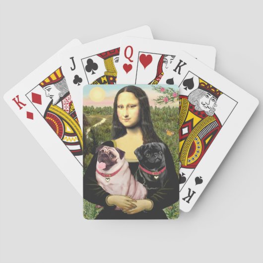 Mona Lisa - Twee pugs Speelkaarten (Achterkant)
