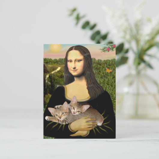 Mona Lisa - Twee Tabby Kittens Briefkaart (Staand voorkant)