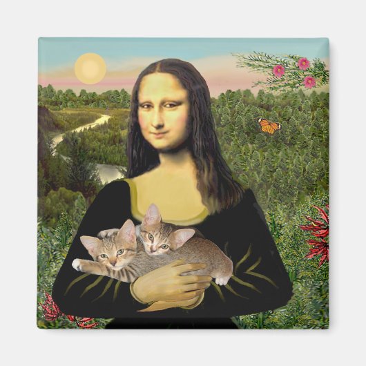 Mona Lisa - Twee Tabby Kittens Magneet (Voorkant)