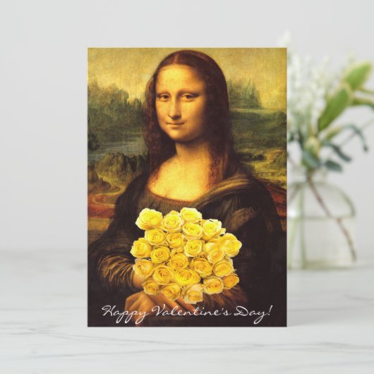 Mona Lisa Valentijnsdag Feestdagenkaart (Staand voorkant)