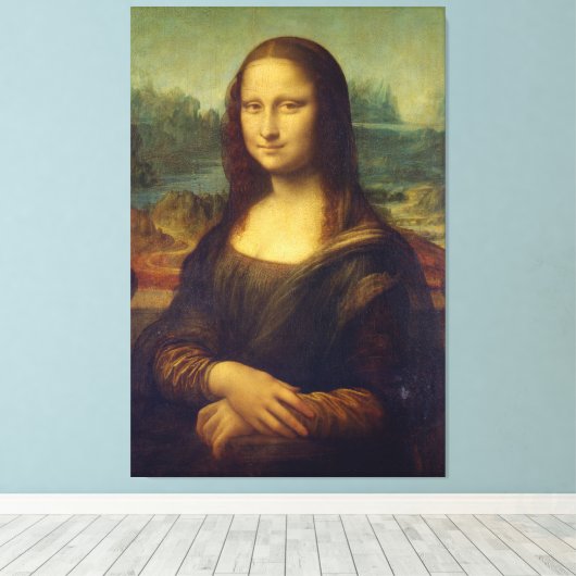 Mona Lisa van Leonardo da Vinci Canvas Afdruk (Insitu (Houten vloer))