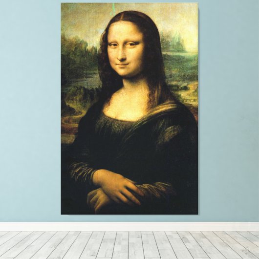 Mona Lisa van Leonardo Da Vinci Canvas Afdruk (Insitu (Houten vloer))