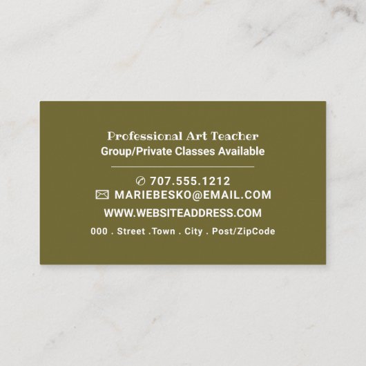 Mona Lisa van Leonardo Da Vinci, kunstleraar Visitekaartje (Achterkant)