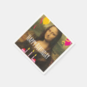 Mona Lisa Verjaardag met taart en ballonnen Servetten (Hoek)