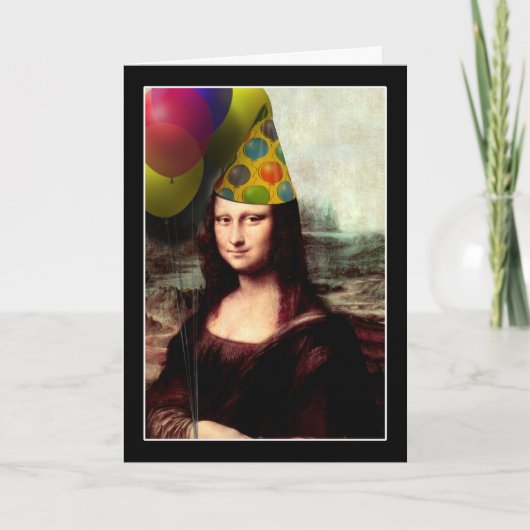 Mona Lisa Verjaardagsfeesthoed Kaart (Voorkant)