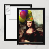 Mona Lisa Verjaardagsfeestje Muts Briefkaart (Voorkant / Achterkant)