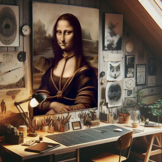 Mona Lisa verstrengeld in shibari Poster