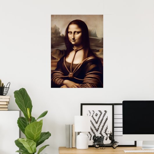 Mona Lisa verstrengeld in shibari Poster (Thuiskantoor)