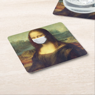Mona Lisa Via Corona Virus Kartonnen Onderzetters